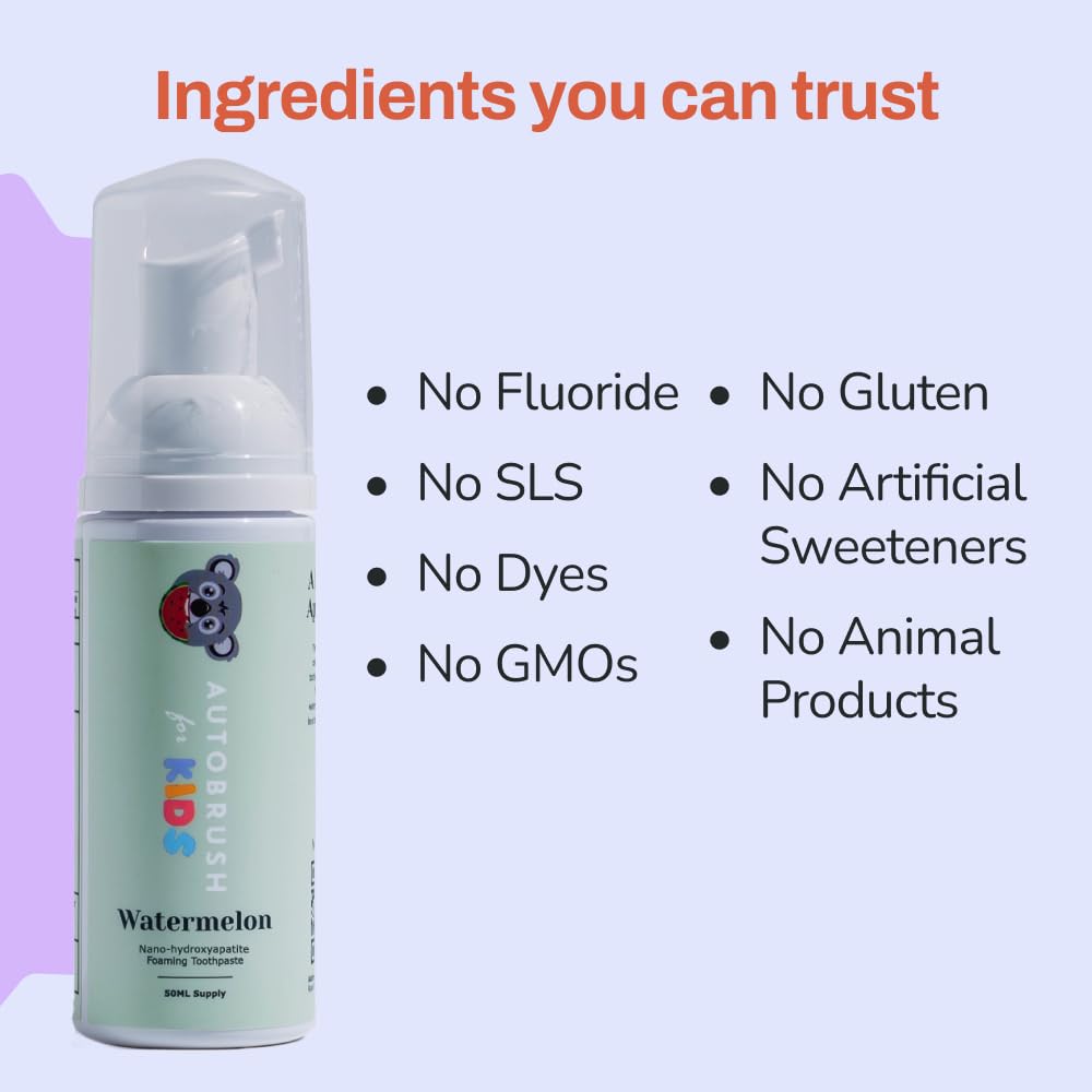 Autobrush Fluoride-Free Foaming Toothpaste for Kids - Watermelon (Pack of 3)