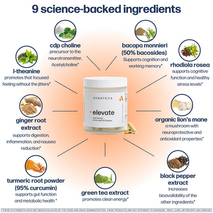 Avantera Elevate Premium Nootropic — Focus, Memory & Energy (56 Count)
