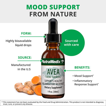 NutraMedix Avea Turmeric Extract | Liquid Turmeric Drops for Stress & Mood Support