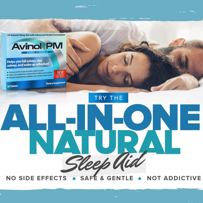 Avinol PM Extra Strength – Natural Sleep Supplement (30ct) | One-Tablet Convenience