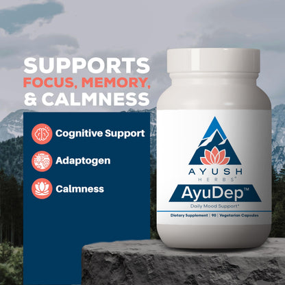 AyuDep Saffron & Ashwagandha Supplements for Adults | Ayush Herbs | 90 Vegetarian Capsules