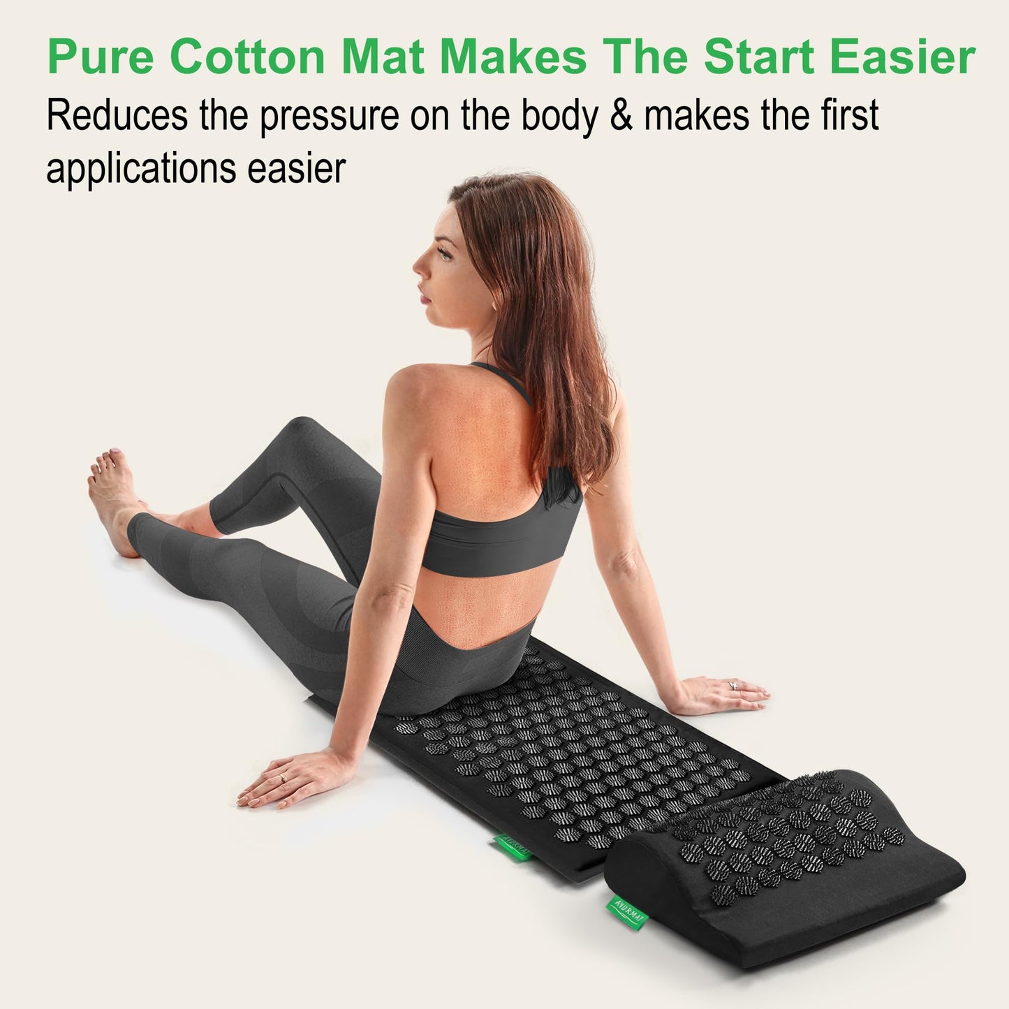 AyurMat Premium Acupressure Mat & Pillow Set - Eco Linen & Coconut Fiber