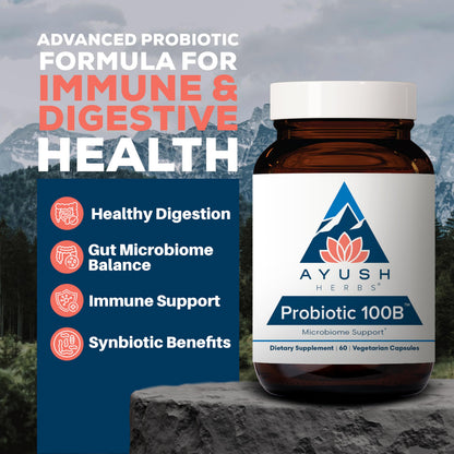 Ayush Herbs All-Natural Probiotic 100B, 60 Capsules – AY147