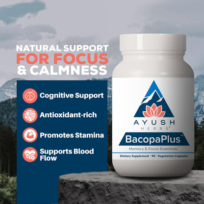 Ayush Herbs BacopaPlus – Organic Bacopa for Memory & Focus (90 VCaps)