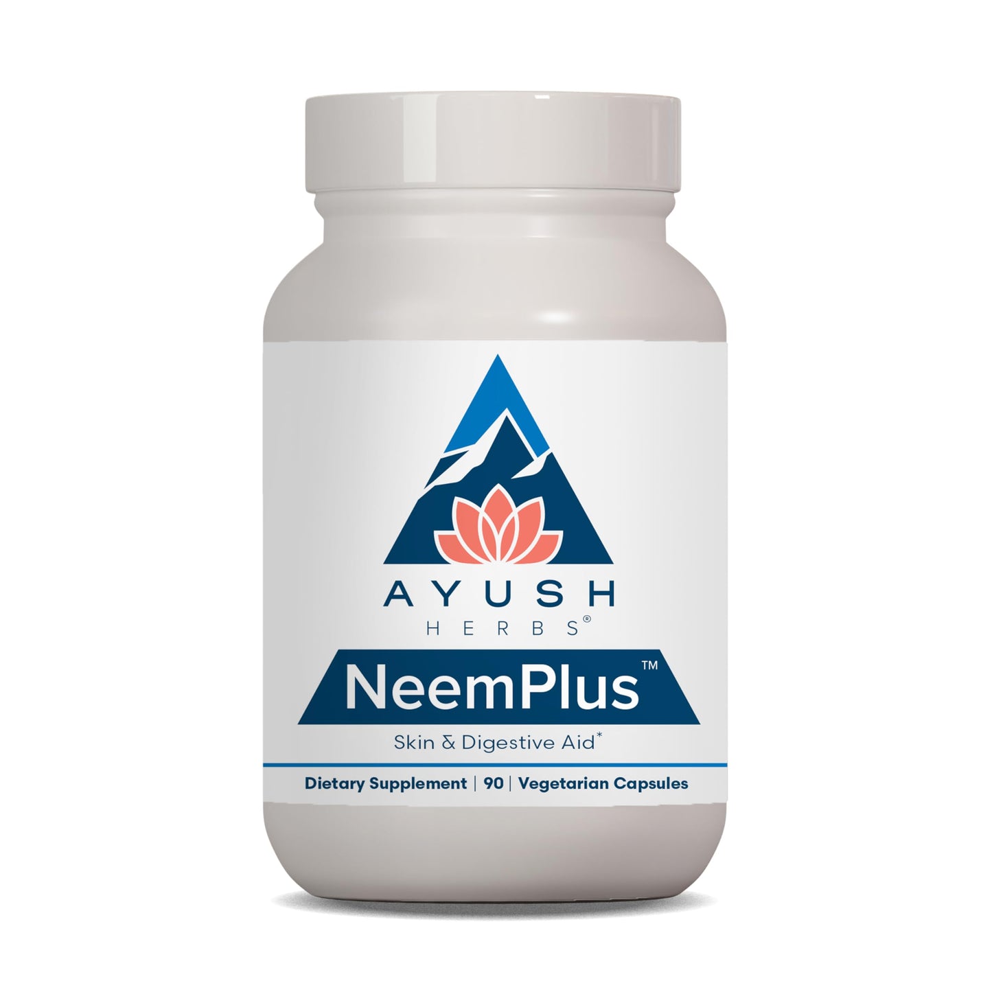Ayush Herbs Neem Plus - Digestive Health, Skin & Immune Support, 90 Vegetarian Capsules