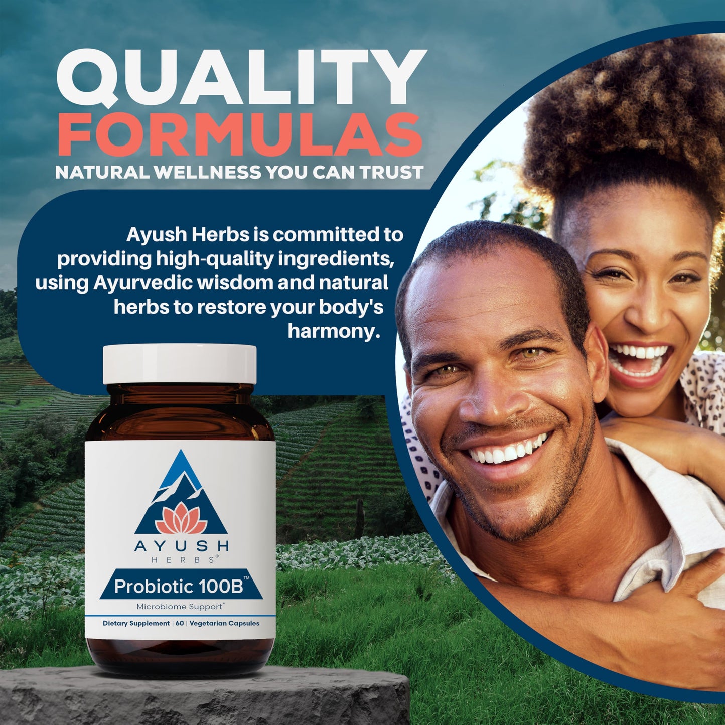 Ayush Herbs All-Natural Probiotic 100B, 60 Capsules – AY147