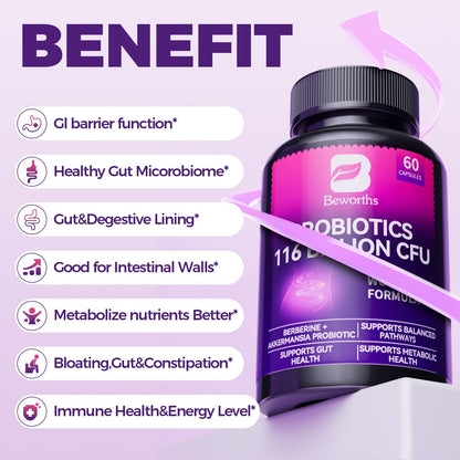 B BEWORTHS Akkermansia Probiotics with Berberine – 60 Capsules
