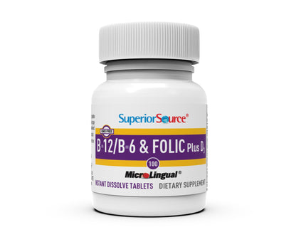 Superior Source No Shot B-12 1000 mcg + B-6, Folic Acid & D-3 1000 IU