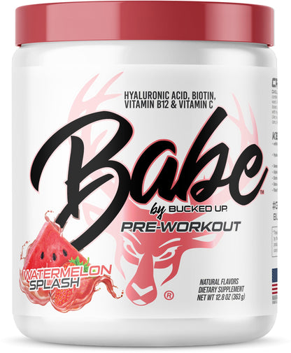 Bucked Up Babe Pre-Workout for Women – Watermelon Splash | 30 Servings | 12.8 oz