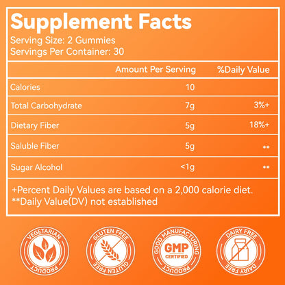 Babivek Fiber Gummies – Dietary Fiber for Digestive Health | Vegan, Gluten-Free, 60 Count