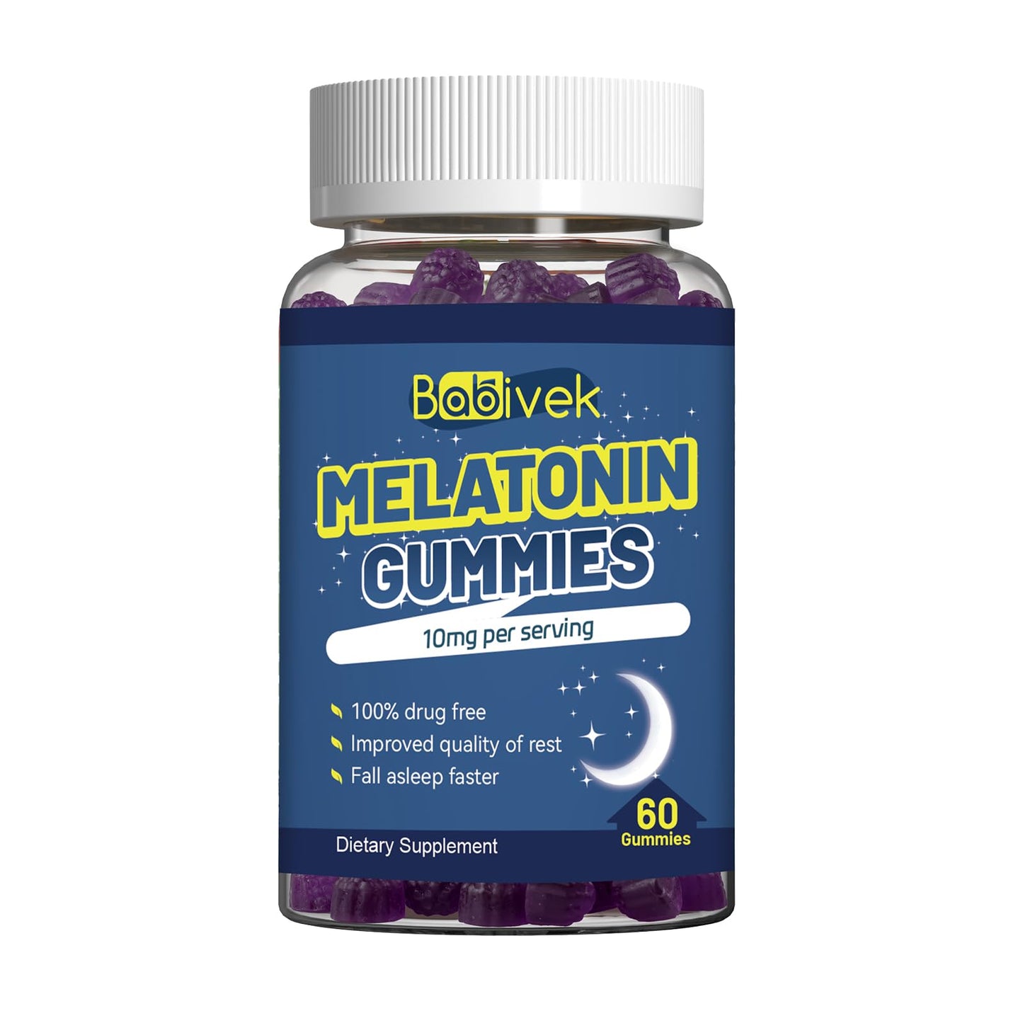Babivek Melatonin Gummies 10mg – Sleep Support, Berry Flavor, 60 Count
