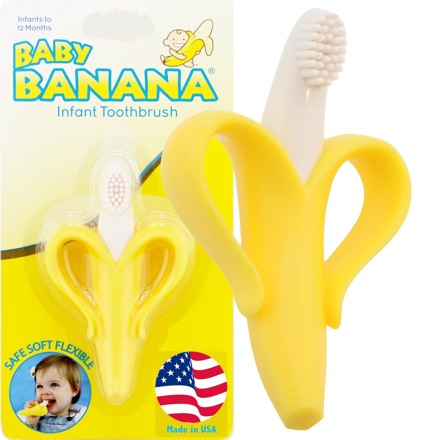 Baby Banana The Original Banana Brush – Made in USA, Toddler Toothbrush, Family-Owned