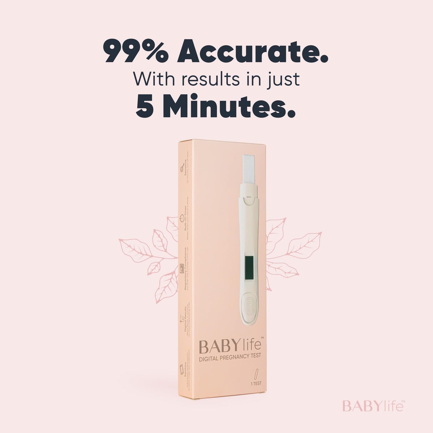 Baby Life Digital Pregnancy Test - Fast & Accurate Urine Detection - 1 Count