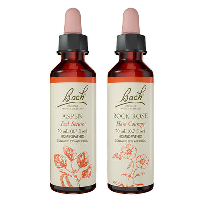Bach Original Flower Remedies 2-Pack - Find Your Safe Place (Rock Rose & Aspen) - 20mL Dropper x2 - Vegan