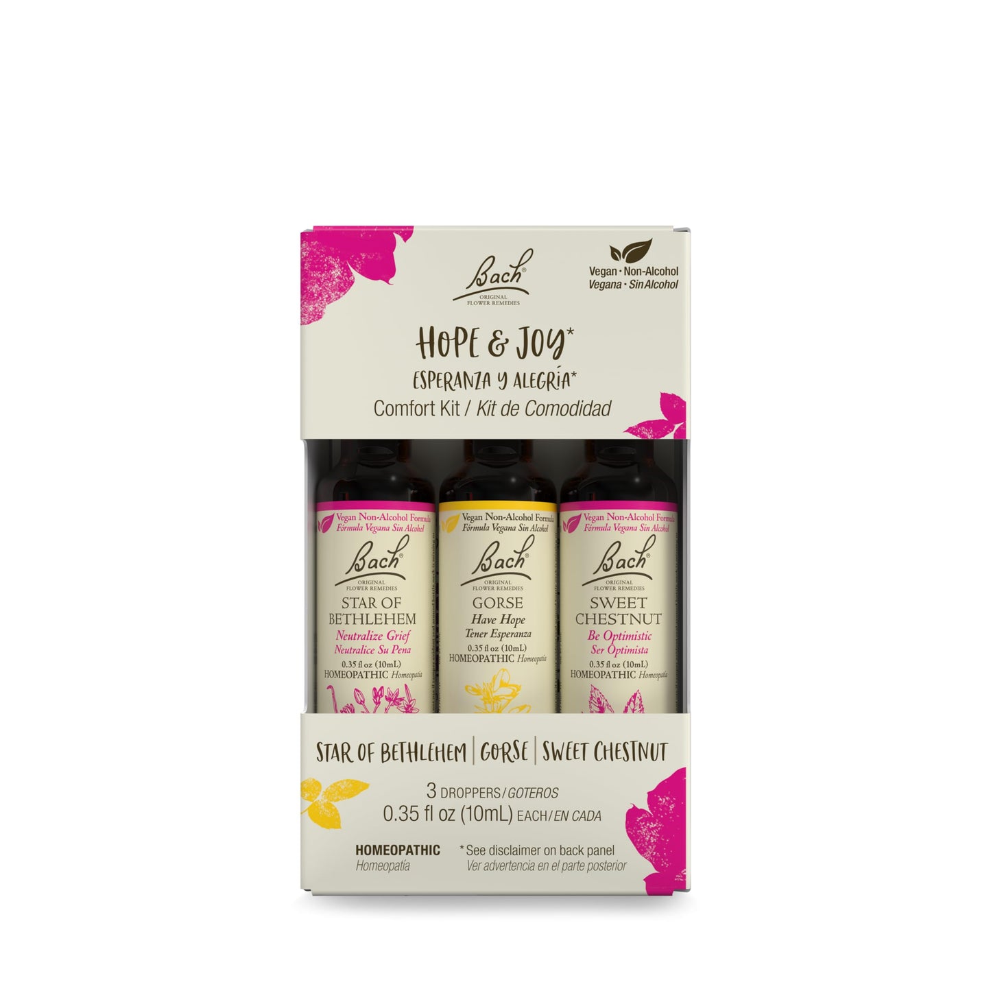 Bach Original Flower Remedies Hope & Joy Trio Kit - Non-Alcohol, 3x10mL Droppers