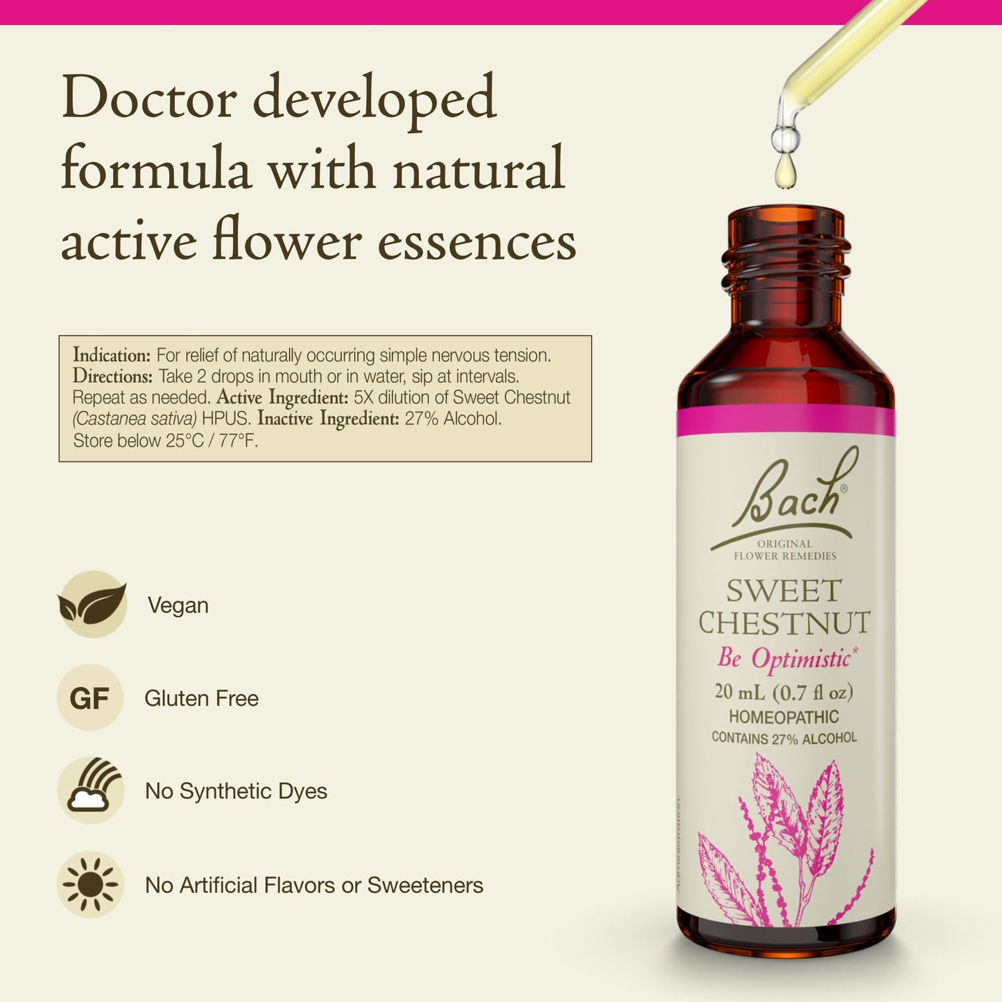 Bach Original Flower Remedies Sweet Chestnut – Be Optimistic (20mL) | Vegan, Gluten Free, Sugar Free