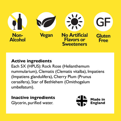 RESCUE Bach Remedy Dropper 20mL - Natural Stress Relief, Homeopathic Flower Essence, Vegan, Gluten & Sugar-Free, Non-Alcohol Formula