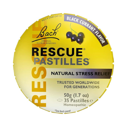 Bach Rescue Blackcurrant Pastilles 50g Pack of 2 – Sugar-Free Calming Lozenges