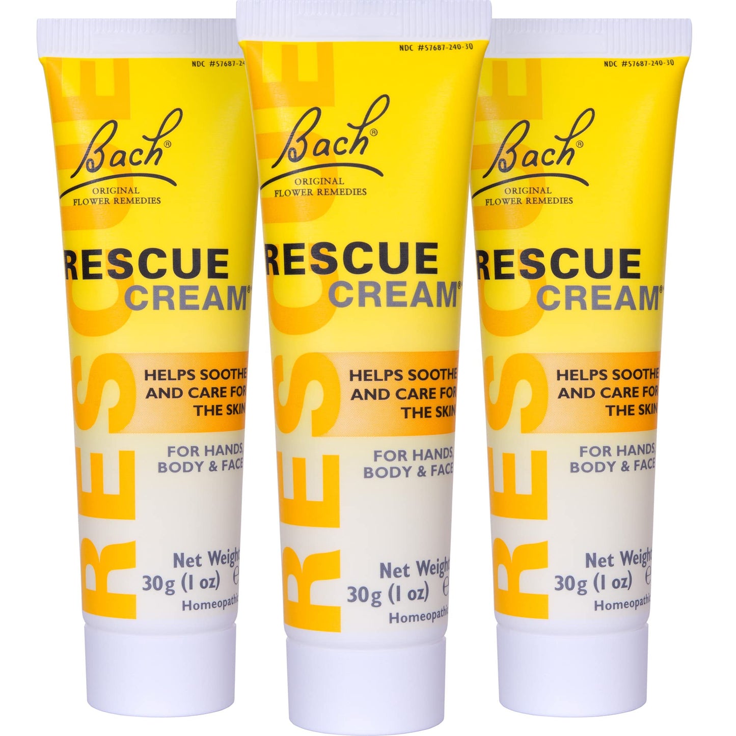 Bach Rescue Cream | Hydrating Skincare 3x30g (Fragrance-Free)