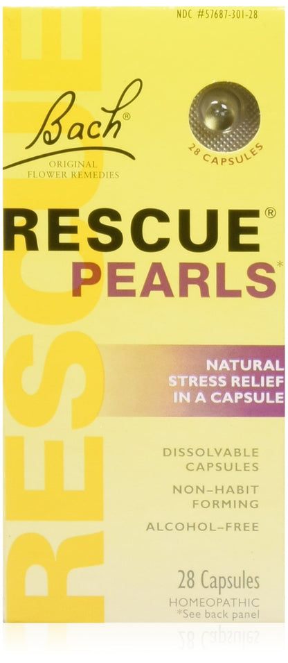 Bach Rescue Pearls Natural Stress Relief - 28 Capsules (Pack of 2) | Homeopathic, Alcohol-Free
