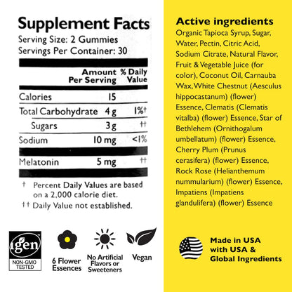 Bach RESCUE PLUS Melatonin Sleep Gummies – Strawberry, Vegan, Gluten-Free (60 Count)