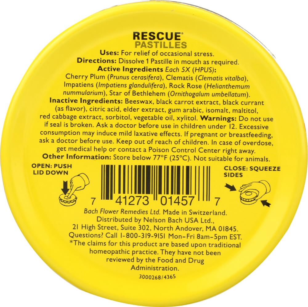 Bach Rescue Remedy Blackcurrant Pastilles 1.7oz - Original Flower Remedies