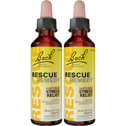 Bach RESCUE Remedy Dropper - Natural Stress Relief (2 Pack, 20 mL Each) | Vegan