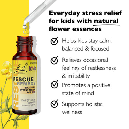 Bach Rescue Remedy Kids Dropper 10mL – Natural Stress Relief (Homeopathic)