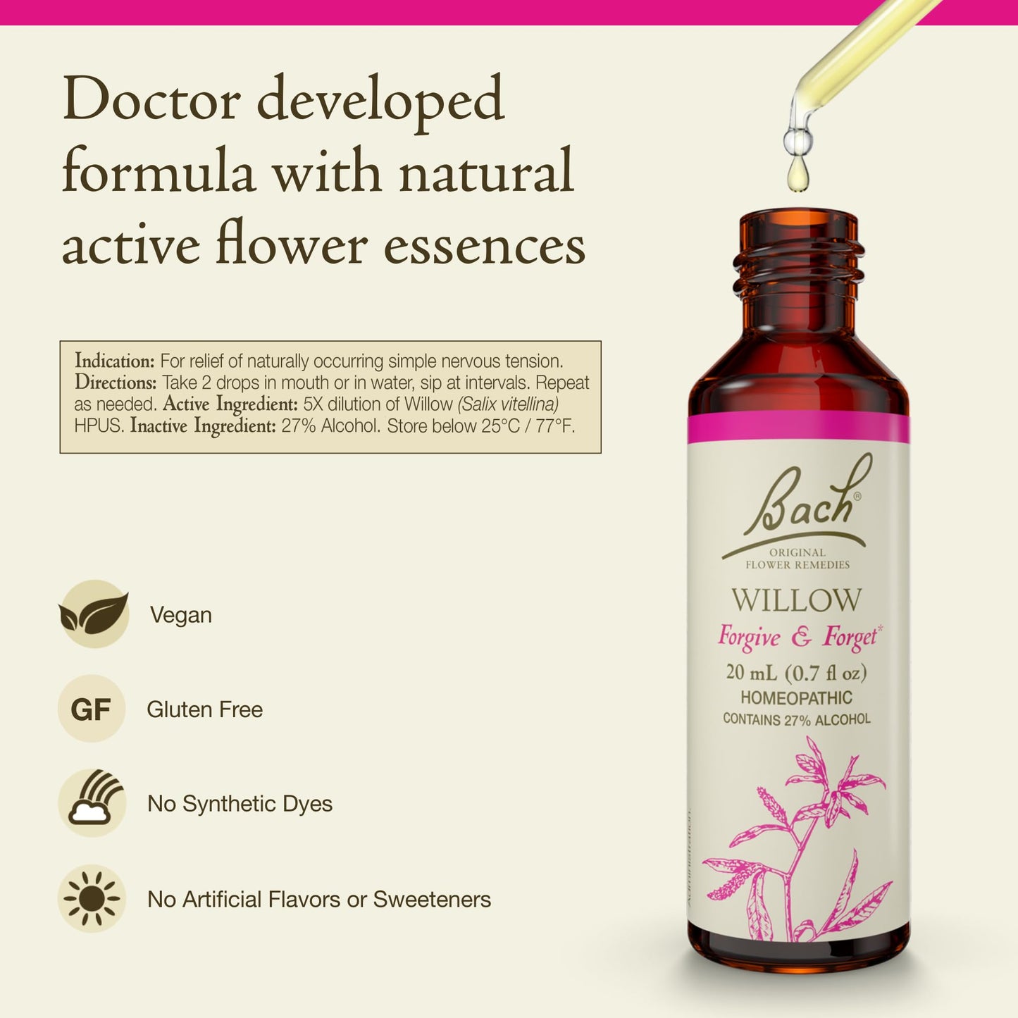 Bach Willow Forgive & Forget – Original Flower Remedy (20mL Dropper) | Emotional Balance