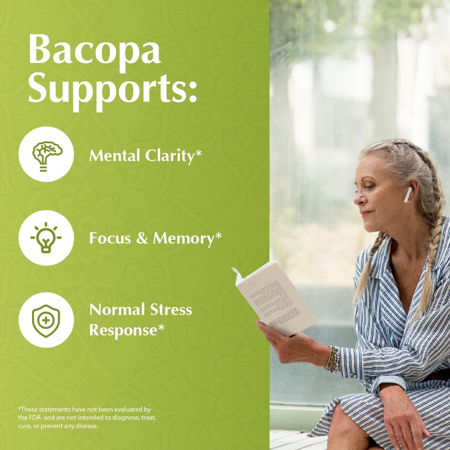 Jiva Botanicals Bacopa Monnieri 1000mg – Focus & Memory Support (60 Capsules)