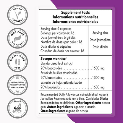 Supersmart Bacopa Monnieri 1500mg Daily | High Bioavailability Nootropic