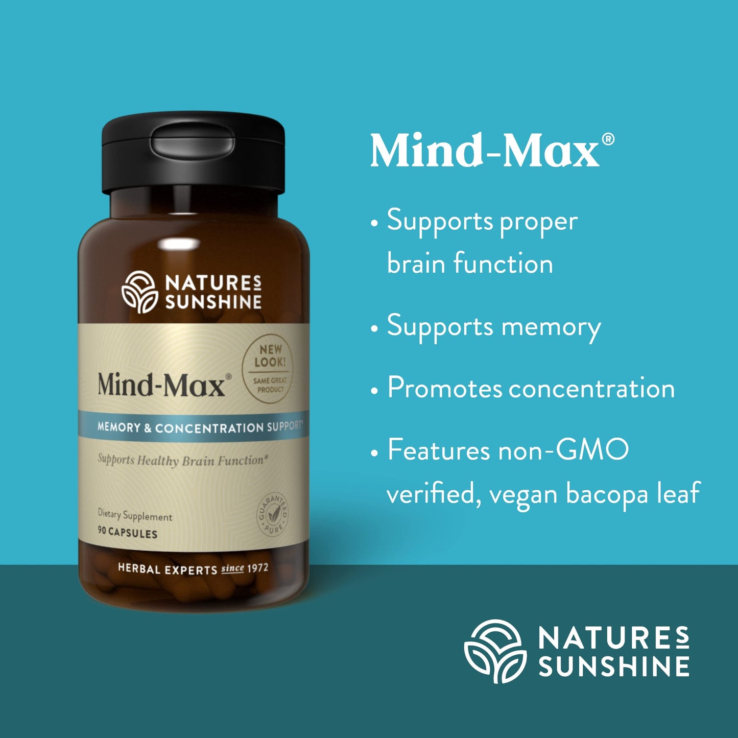 Nature's Sunshine Mind-Max 90 Capsules | Brain Support & Circulation