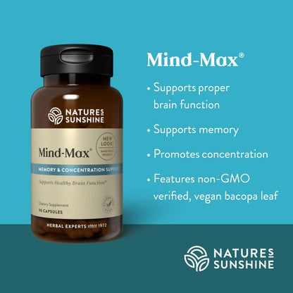 Nature's Sunshine Mind-Max 90 Capsules | Brain Support & Circulation