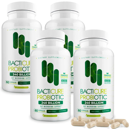 Bacticure Immune Support - 4 Bottles x 60 Capsules, Patented Formula