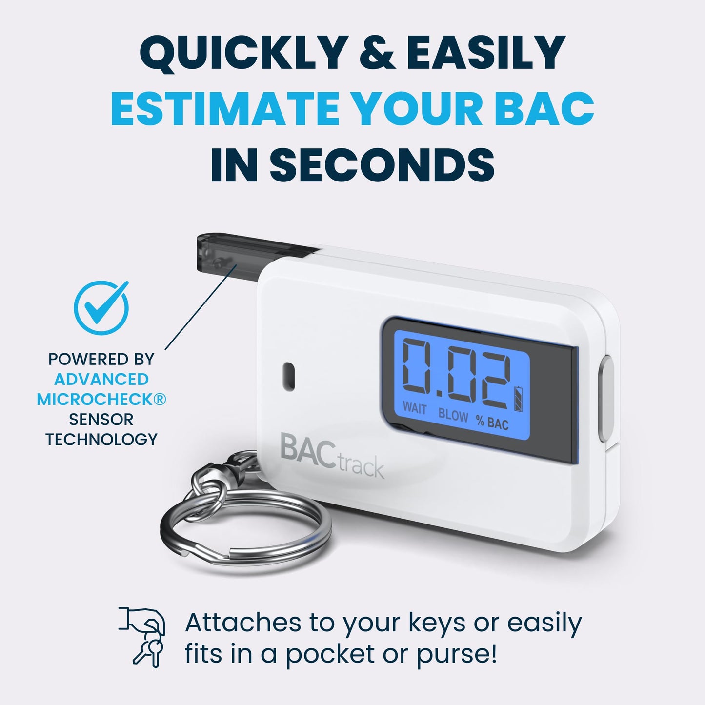 BACtrack Go Keychain Breathalyzer (White) | Ultra-Portable Pocket Alcohol Tester