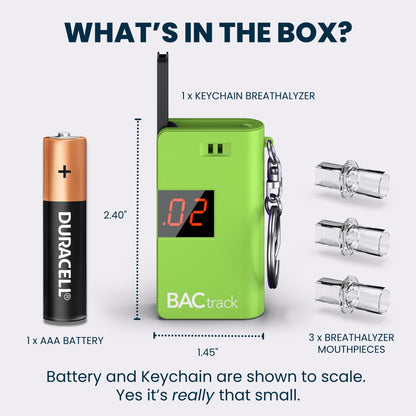 BACtrack Keychain Breathalyzer Green (2 Pack) | Ultra-Portable Pocket Alcohol Tester