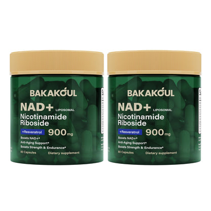 BAKAKOUL NAD Supplement – Liposomal NR & Resveratrol (900mg NAD+) 80 Caps