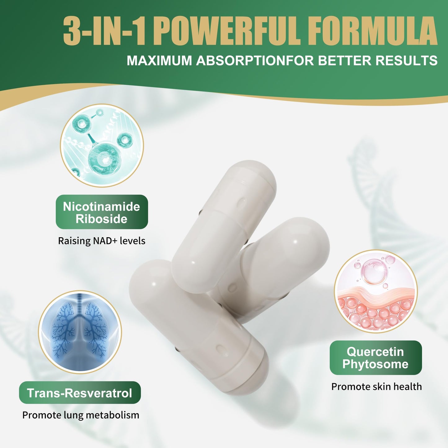 BAKAKOUL NAD Supplement – Liposomal NR & Resveratrol (900mg NAD+) 80 Caps