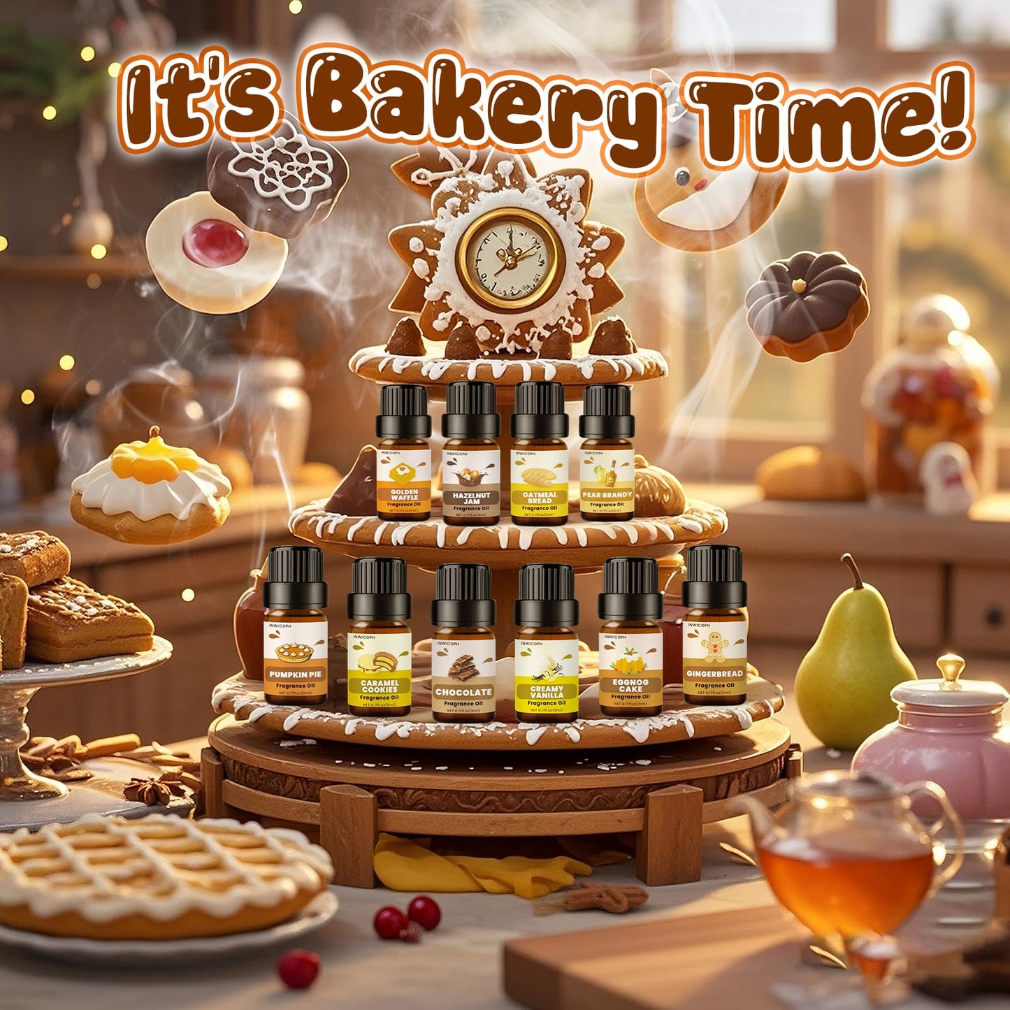Bakery Essential Oils Set (10×5ml) – Fragrance Oils for Soap & Candle Making