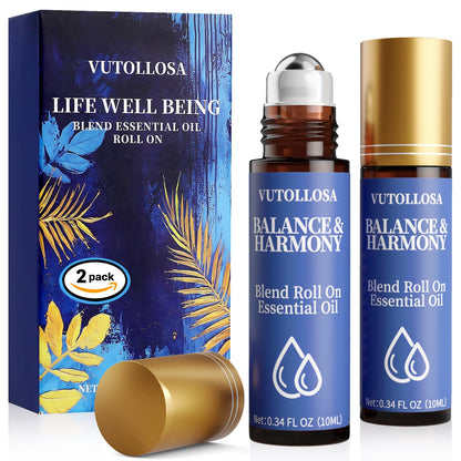 2-Pack Balance & Harmony Essential Oil Roll-On – 100% Natural Stress Relief | VUTOLLOSA