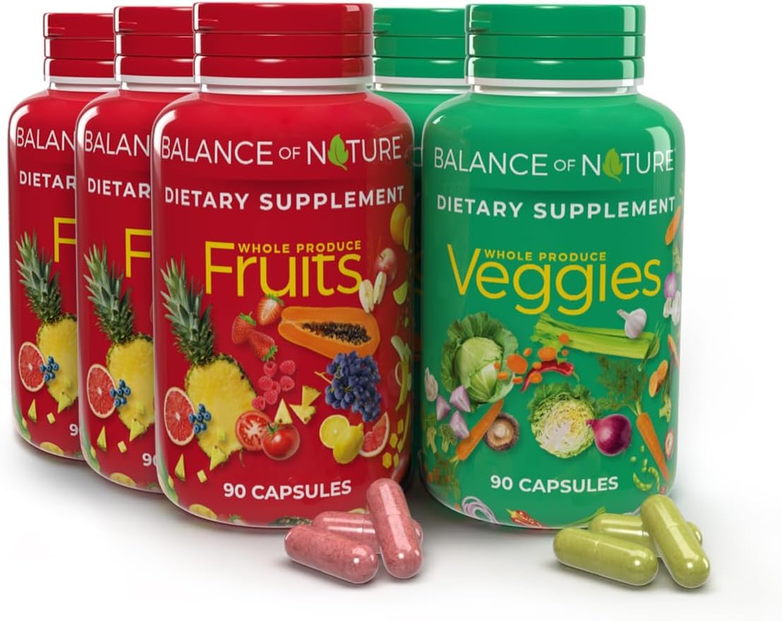 Balance of Nature Whole Food Supplements – Fruits & Veggies (90 Capsules, 3 Sets)