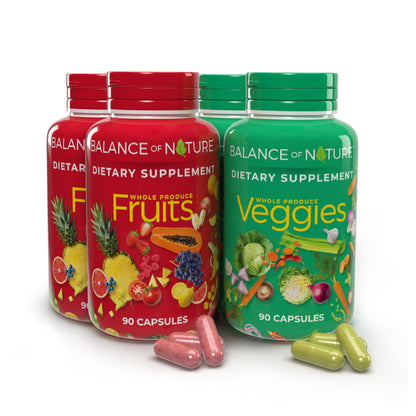 Balance of Nature Fruits & Veggies Supplements – Whole Fruit & Vegetable Capsules, 2 Sets (90/90)