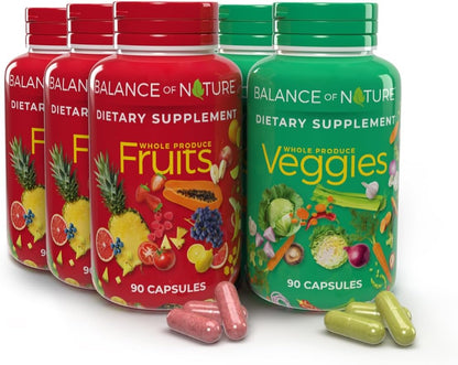 Balance of Nature Whole Food Supplements – Fruits & Veggies (90 Capsules, 3 Sets)