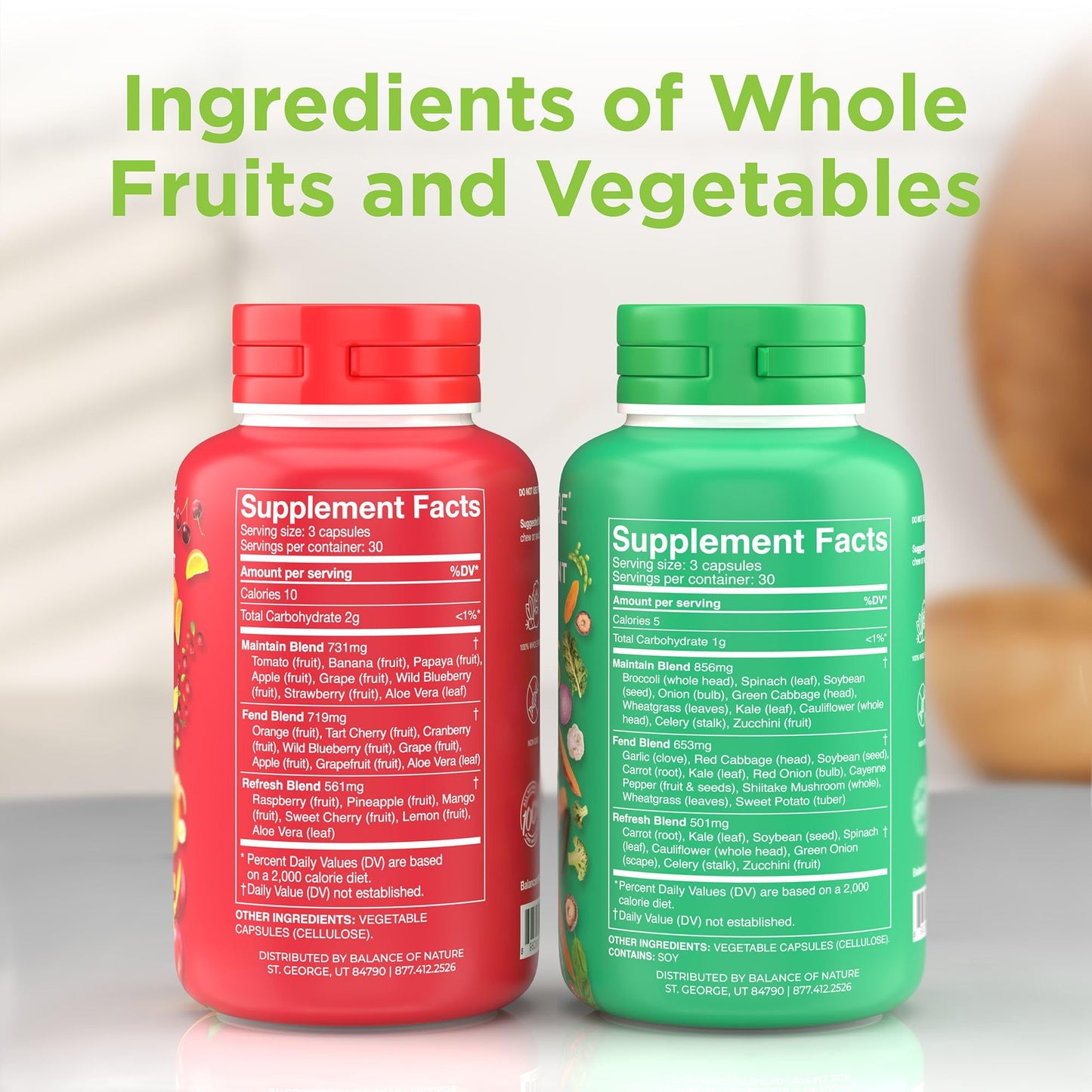 Balance of Nature Fruits & Veggies Supplements – 90 Fruits & 90 Veggies Capsules Set