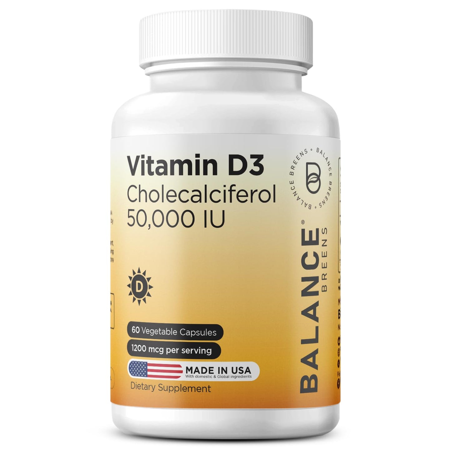 Balancebreens Vitamin D3 50,000 IU – 60 Veggie Capsules | Immune & Bone Health