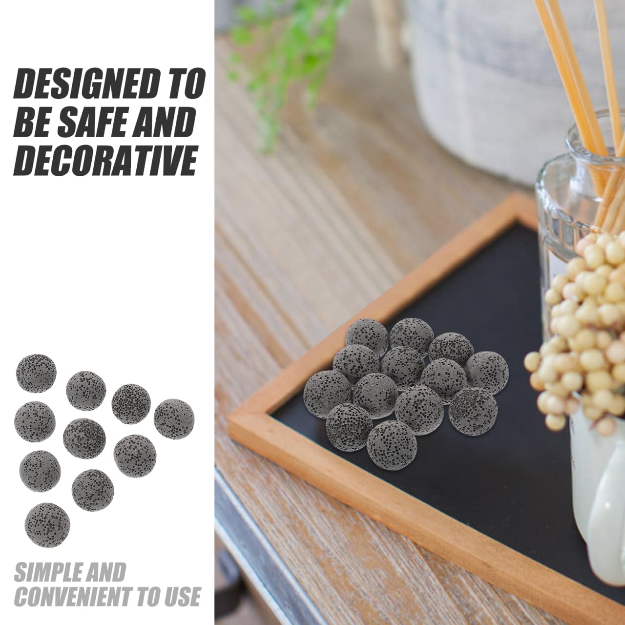 Baluue 20pcs Natural Volcanic Rock Diffuser Stones – 0.62in Grey for Home & Office