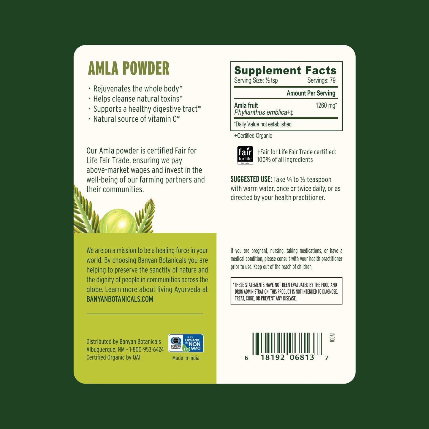 Banyan Botanicals Amla (Amalaki) Powder – Organic Amla, 3.5oz | Vitamin C & Antioxidants