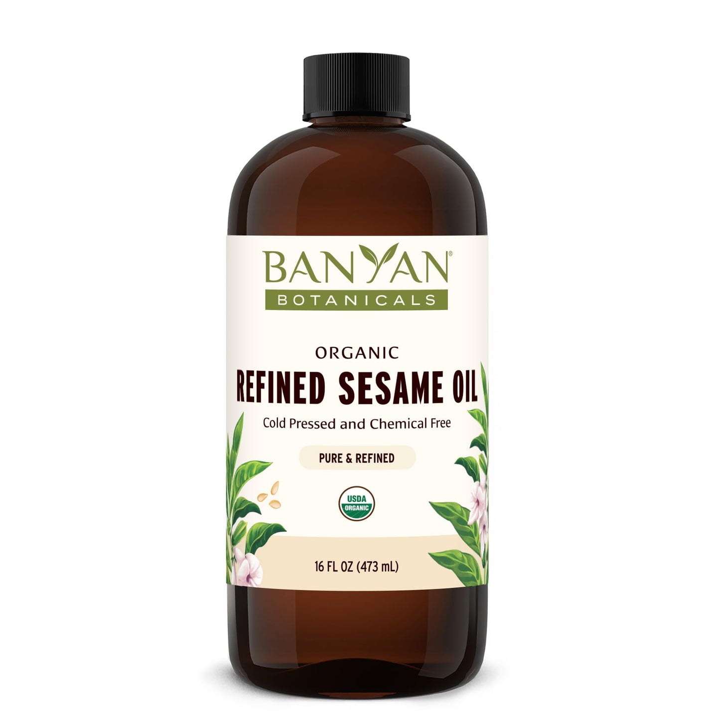 Banyan Botanicals Sesame Oil – Organic Refined 16 oz for Skin, Hair & Massage