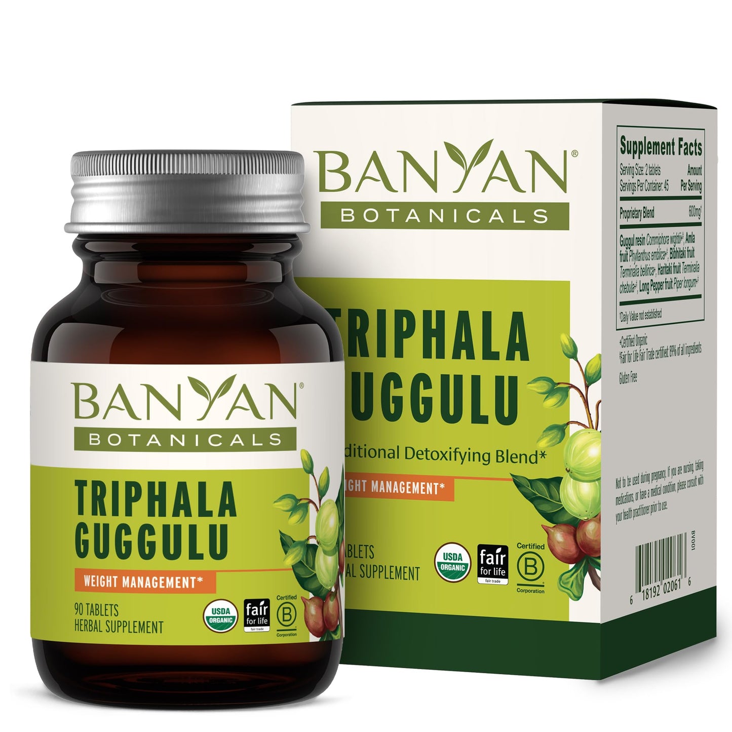 Banyan Botanicals Triphala Guggulu – Organic Triphala with Guggulu Resin | 90 Tablets – Vegan, Non-GMO