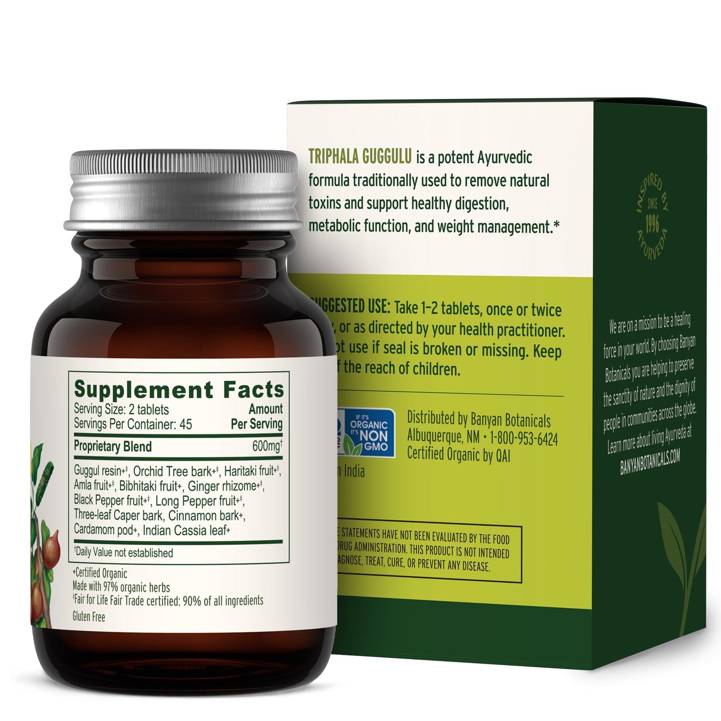 Banyan Botanicals Triphala Guggulu – Organic Triphala with Guggulu Resin | 90 Tablets – Vegan, Non-GMO